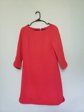 Vince Camuto Women 8 Mini Shift Dress Bright Red Office Chic Exposed Gold Zipper